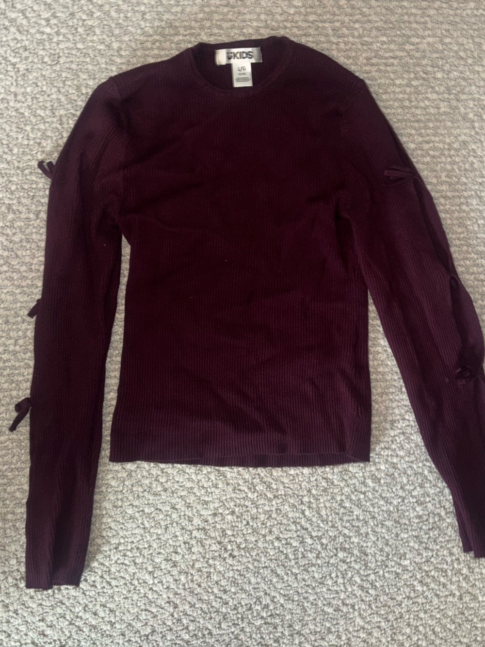 Kids Long Sleeve Top in Burgundy